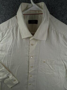 Eton Ganghester Yellow Button Up Shirt Men Cotton 17.75 (45) Long Sleeve Adult